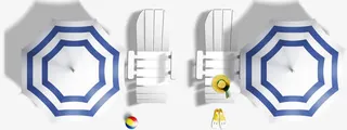泳池躺椅和遮阳伞免抠