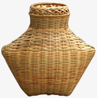 手工竹编小背篓免抠