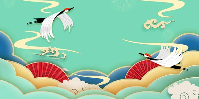 鹤元素祥云背景图高清 鹤元素祥云背景图高清