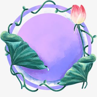 手绘植物荷花荷叶素材免抠