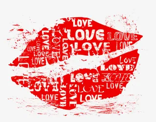 红色情人节LOVE红唇免抠