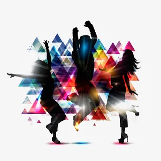 跳舞的青年炫光彩色几何创意插图免抠
