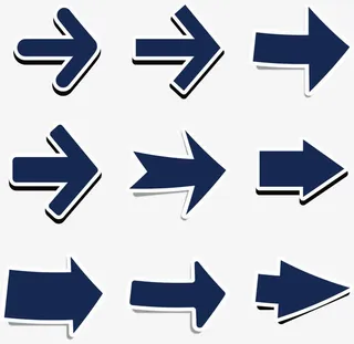 蓝色向右商务箭头免抠