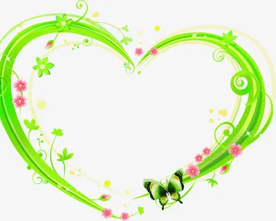 春天绿色藤蔓爱心装饰免抠
