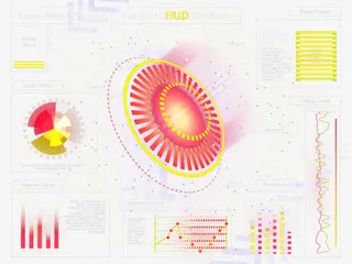 红色圆形科技界面免抠