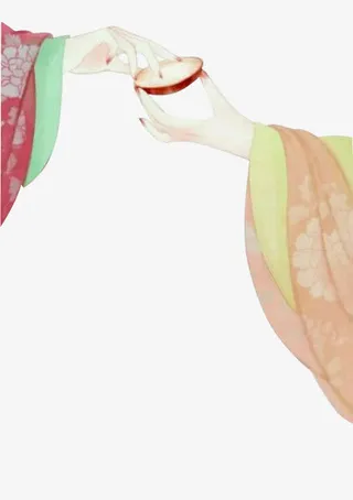 递胭脂的美女手古风手绘免抠