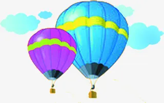 卡通可爱手绘热气球条纹免抠