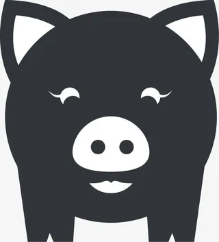 黑色小猪剪影免抠