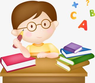 手绘卡通戴眼镜的男孩学习矢量图免抠