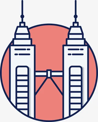 马来西亚矢量双子塔地标免抠