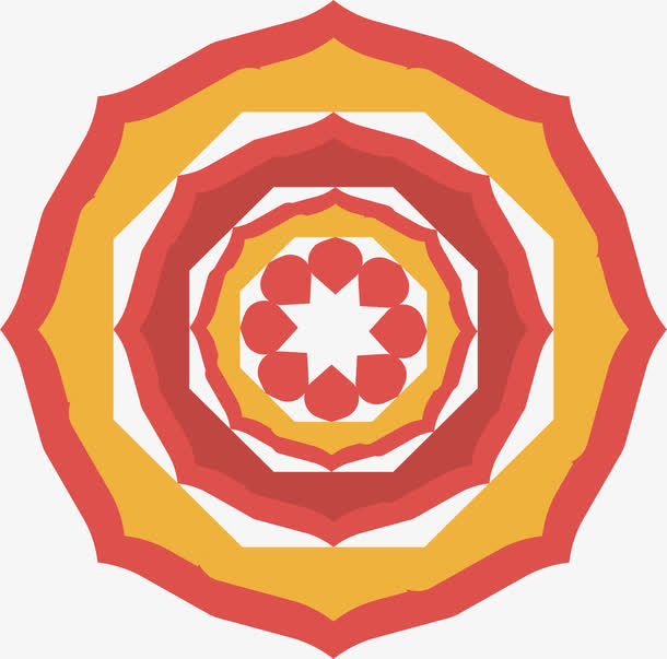 红黄色宗教花纹免抠