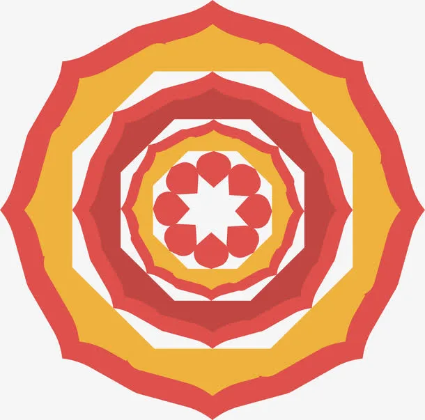 红黄色宗教花纹免抠
