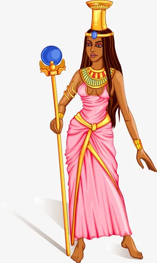 穿着粉色长裙的埃及王后免抠