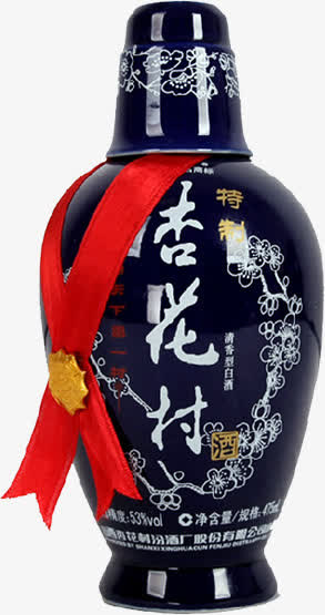 蓝色杏花村酒瓶免抠