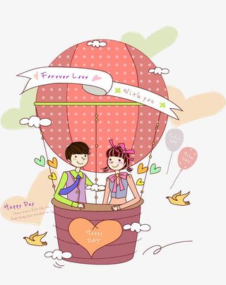 热气球上的男女免抠
