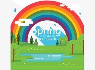 美丽春天雨后彩虹免抠