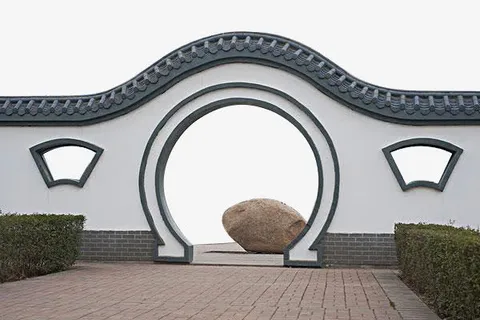 中式拱门建筑风格免抠