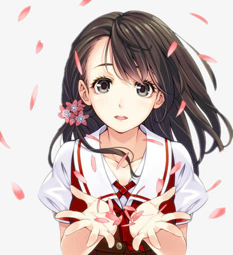 粉色花瓣少女卡通免抠