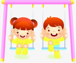 61六一儿童节卡通荡秋千玩耍免抠