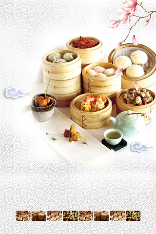 纹理背景广式早点早茶海报背景素材高清