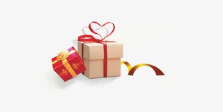 手绘棕色礼盒爱心免抠