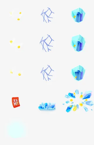 蓝色树枝晶体立绘人物免抠