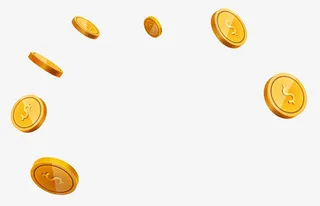 一群飞扬的金币免抠