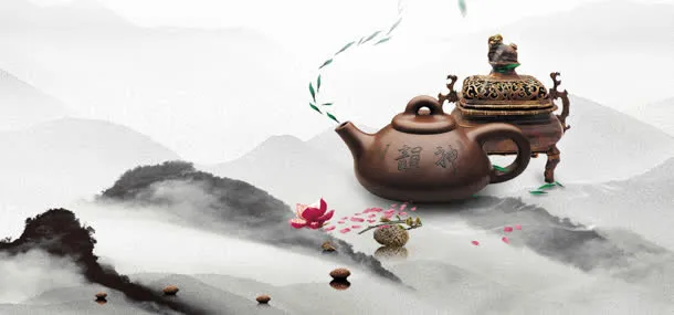 中国古风茶韵免抠