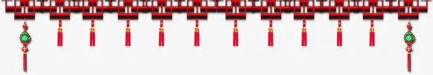 中国风红色窗边吊坠免抠