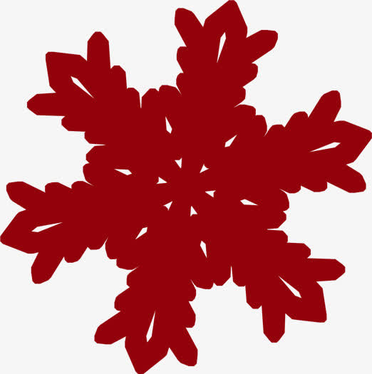 红色手绘冬季雪花免抠