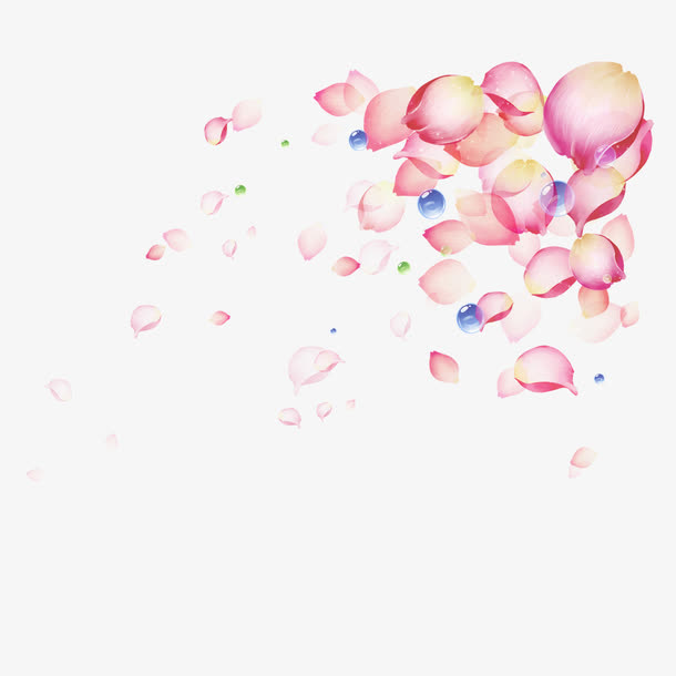 漂浮着的粉红花瓣免抠