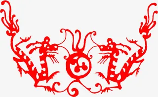 创意手绘红色的边框花卉免抠