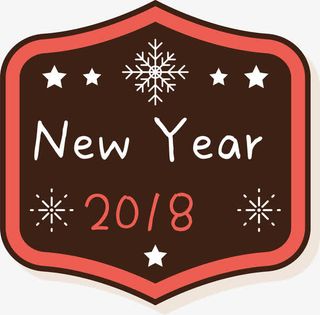 黑色新年标签免抠