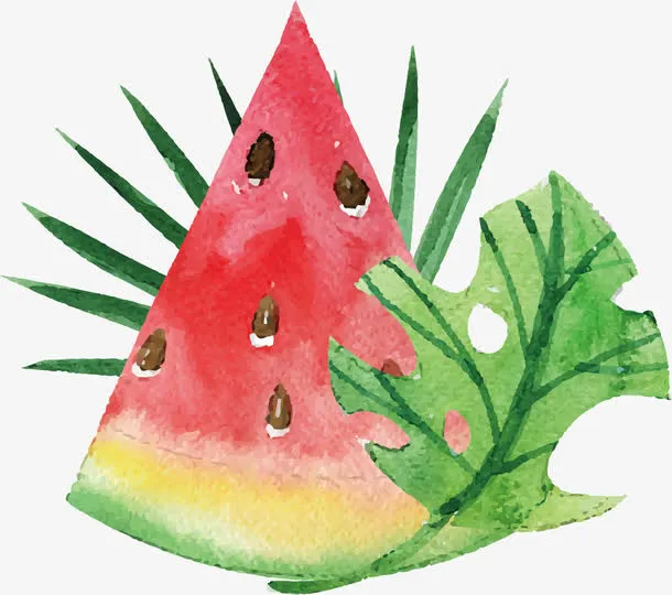 水彩手绘夏日西瓜免抠