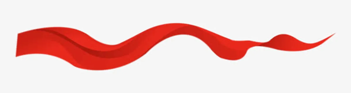 渐变窄的红色飘带免抠