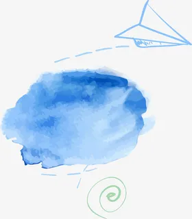 云朵形随意彩墨纸飞机免抠 云朵形随意彩墨纸飞机免抠