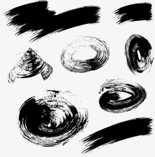 矢量中国风黑色泼墨笔刷底纹免抠