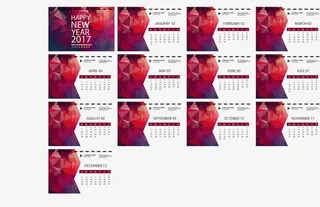 紫红色渐变商务日历免抠