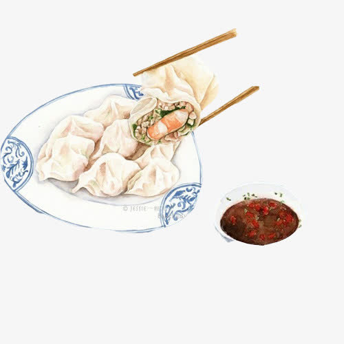 手工水饺手绘画素材图片免抠