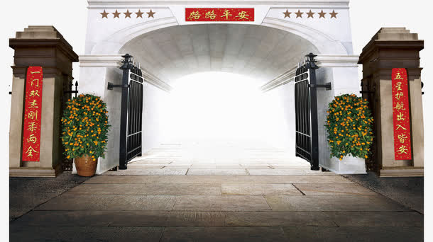 唯美中国风大门免抠