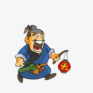 卡通古风更夫素材免抠