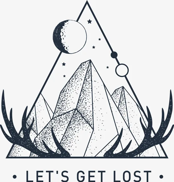 麋鹿黑白花臂图案免抠图标元素