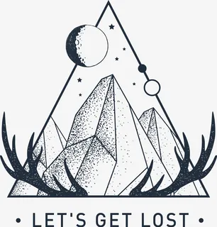 麋鹿黑白花臂图案免抠图标元素