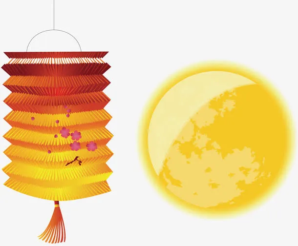 中秋悬浮中秋节卡通灯笼免抠