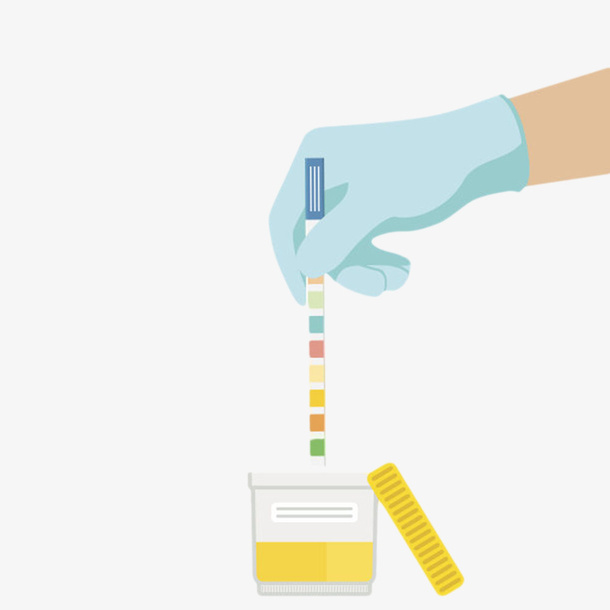 戴着蓝色手套正在检验尿液卡通免抠