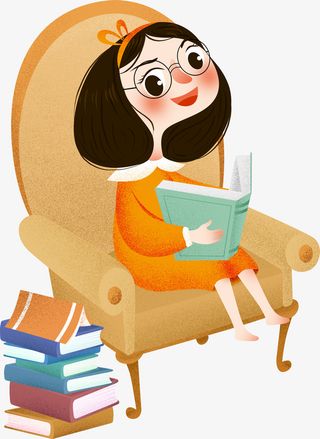 可爱卡通读书日孩子阅读插画免抠