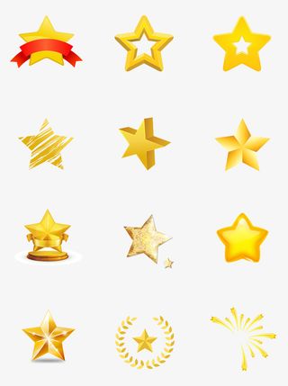 金色卡通风活动促销星星免抠