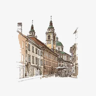 老上海建筑手绘免抠