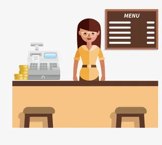 矢量卡通手绘超市售货员免抠