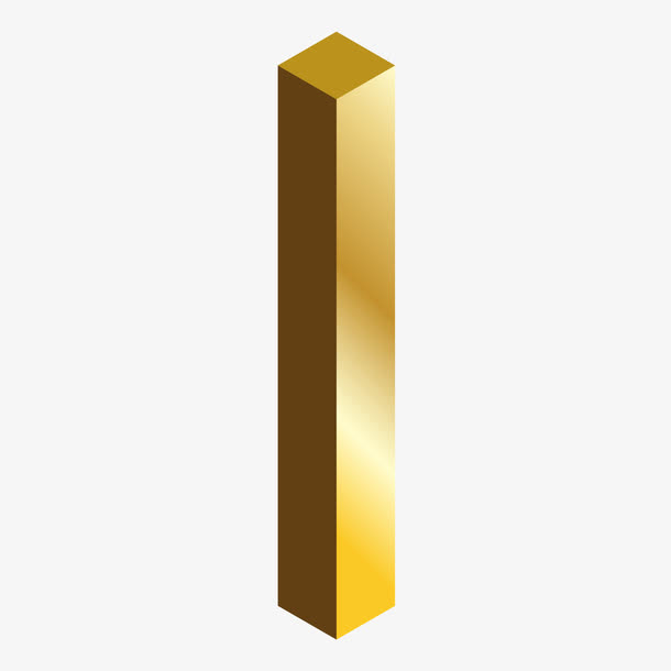 金色c4d英文字母I立体艺术字免抠